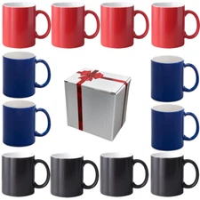 12pcs Sublimation Coffee Mugs Blanks, 11oz Changing Color , Red, Blue and Black