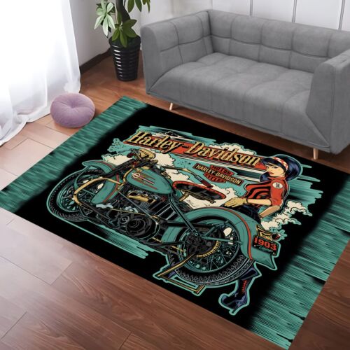 Alfombra Harley Davidson, alfombra de motocicleta, alfombra Harley Funs, alfombra de oficina, alfombra de sala de estar - Imagen 1 de 10