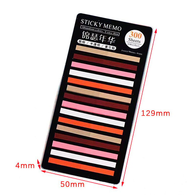 300 Sheets Transparent Fluorescent Index Tabs PET Sticky Note for Page