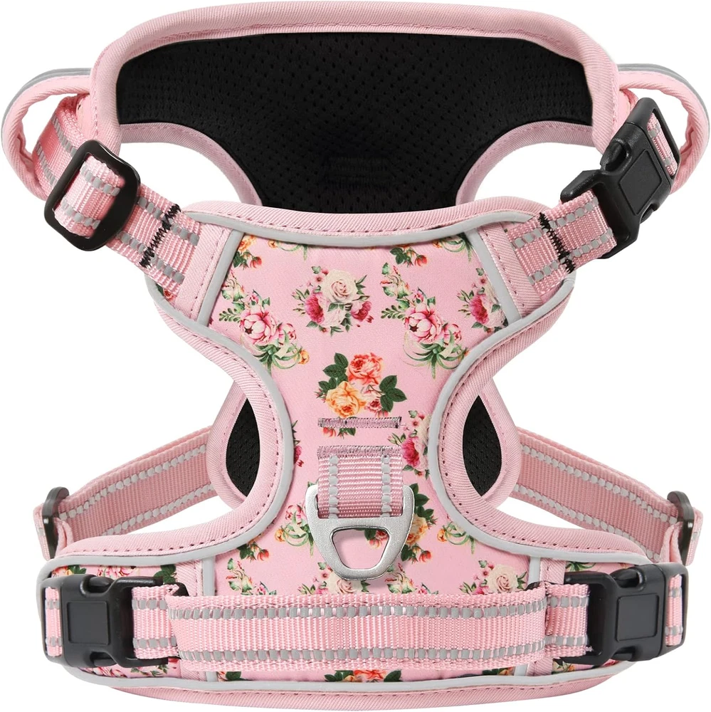 Dog Harness, No-Pull Pet Harness with 2 Leash Clips, 3 Snap Buckles Adjustable S