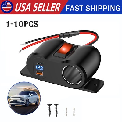 12-24V Dual USB Car Charger Cigarette Lighter Socket Splitter Power Adapter lot