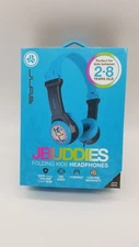 JLab JBuddies Folding On Ear Wired KIDS Headphones Portable Volume Limiting Blue