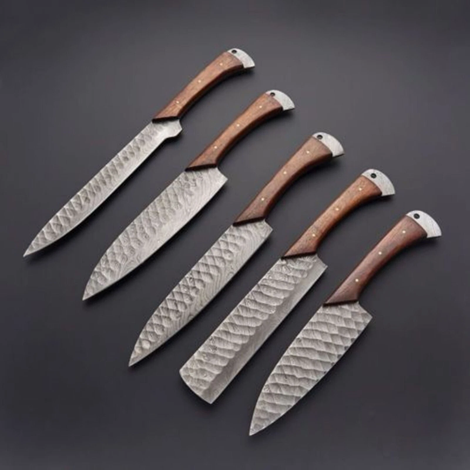 Custom Handmade HAND FORGED DAMASCUS STEEL CHEF KNIFE Set Kitchen Knives