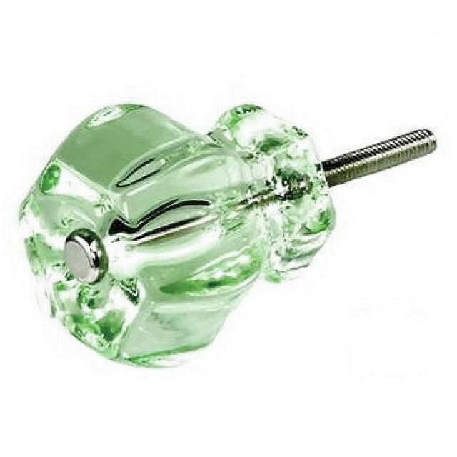 depression green glass cabinet knobs 6 vintage hexagon drawer pulls