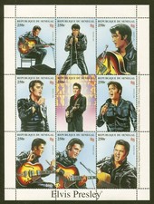 Senegal Sc# 1350v, Elvis Presley Portraits Sheet, VF MNH, No Faults, SCV: $9.50