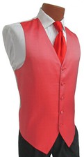 Men's Red Armanno Tuxedo Vest  Long Tie Groom Wedding Prom Formal Medium