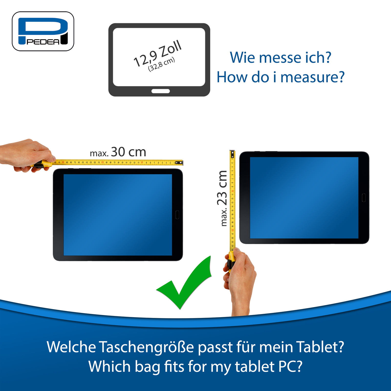 Tablet PC Tasche bis 12,9 Zoll Schutzhülle Case Gurt Zubehörfach, Rosa