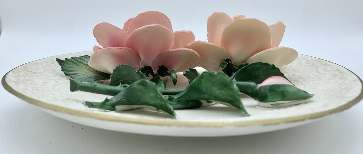 オブジェ　FRANKLIN MINT 薔薇Porcellane 4 Franklin Mint Plates Series 12 Months of Flowers & Birds