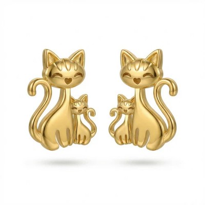 Ohrringe Katze 925 Sterling Silber vergoldet Ohrstecker Kinder Damen gold