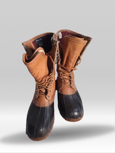 L.L. Bean Two-Tone Leather and Rubber Duck Boots in Brown and Black