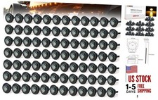 100 PCS 3/4" Round 3 LED Clearence Light Front Rear Side Marker Smoked/Amber