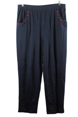 Bechamel Black Women's Casual Pants Pull On Elastic Waist Pockets Large 042