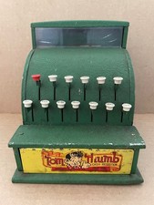 Vintage TOM THUMB Cash Register Western Stamping Co Metal Green Yellow