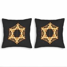 Set of 2 18x18in Throw Pillow Covers with Modern Geometric Hexagon Design 