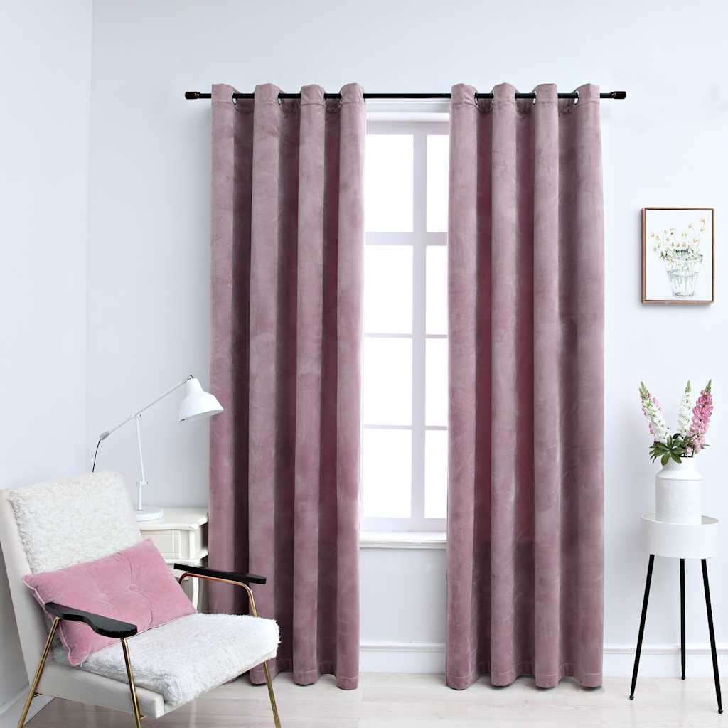 Tende Lusso Velluto Rosa Antico 140x175cm - Design con Occhielli - 1