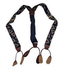 Vintage Braces Suspenders Germany W-Germany Leather Ends Red Blue Pattern