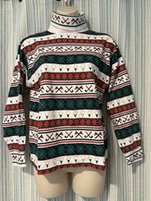 Vintage PBJ Sport 90s Golf Novelty Print Turtleneck Size L Kitsch Grandma Core