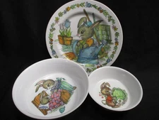 3 Piece Set Oneida Delux Peter Rabbit 7.5" Plate/6.5" Bowl/4.75" Bowl Melamine?