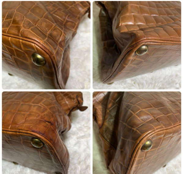 Giorgio Armani Boston Bag Large Capacity Crocodile Embossed