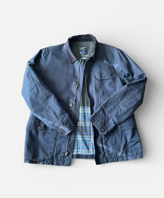 #ad Grayers Clothiers Navy Utility Cotton Chore Jacket Corduroy Collar Wool Lined L $60.00