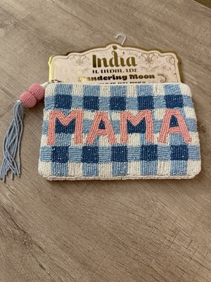 Wandering Moon Beaded MAMA Travel Pouch  Zip With Tassel NWT - Handmade India