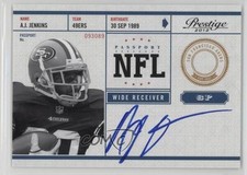 2012 Playoff Prestige NFL Passport Signatures AJ Jenkins #1 Auto 0o9