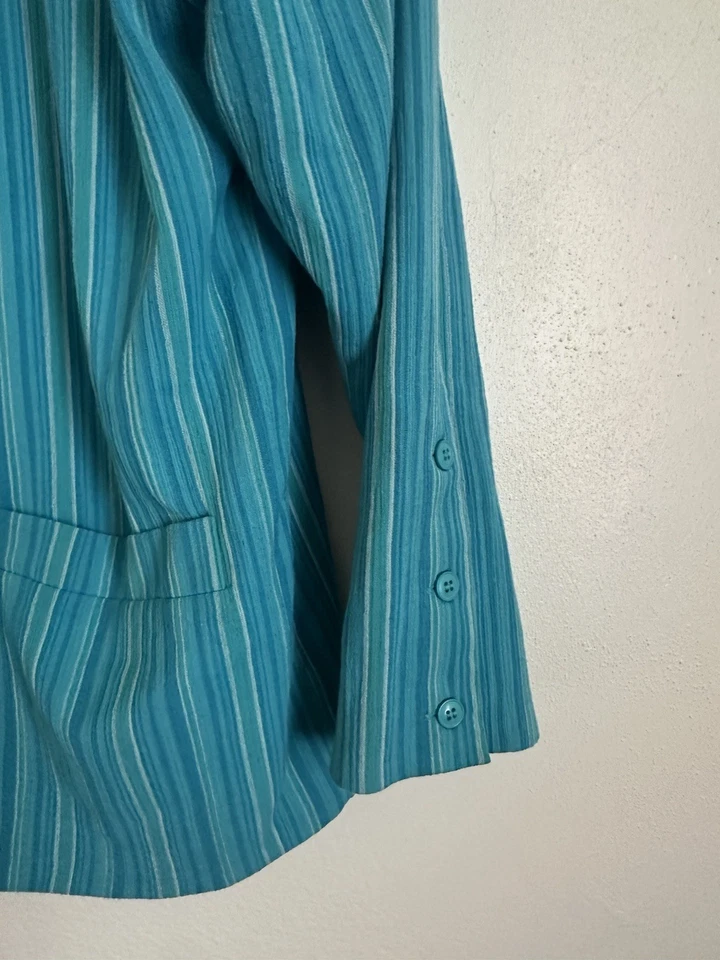 Blazer Colección Liz Claiborne Vintage - Rayas Turquesa - Talla 14 - Años 80 90 Foto 2 de 4