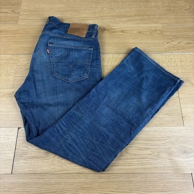 Levis 527 Premium Big E Bootcut Jeans Blau Low Rise Zip Fly Denim Herren W34 L30