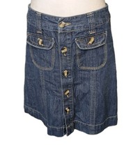 Christopher  Banks Jean Skirt Sz 4 Y2K Button Up Check Measurements