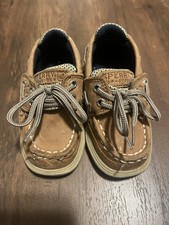 Sperry Kids Lanyard Boat Shoes Size 5M Brown Leather Nautical Casual Deck Shoes