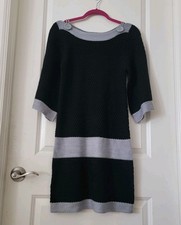 Admit One Women's 3/4 Sleeve Sweater Knee Length Dress Black/ Gray Sz M NWT
