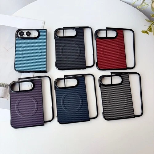 Mangetic Carbon Fiber Skin Texture Leather Full body Case For iPhone Ultra 5G