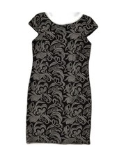 VINTAGE Womens Sleeveless Sheath Dress UK 8 Small Black Floral AM73