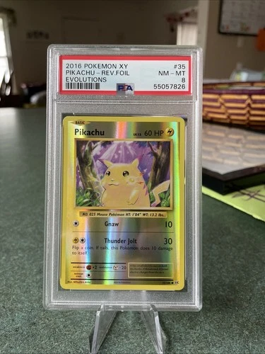 2016 Pokémon XY Evolutions Reverse Foil Pikachu 35/108 Holo Rare PSA 8