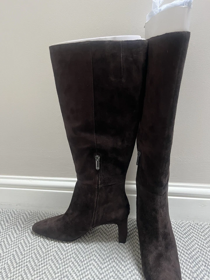 Bota Sam Edelman Marrón Gamuza Tacón Sylvia Talla 9.5 Pierna Ancha - Imagen 4 de 4