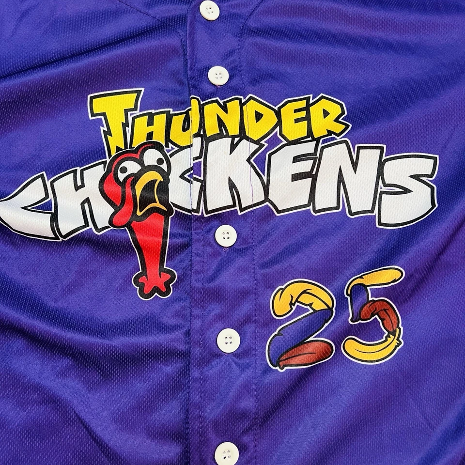 Camiseta deportiva MILB Hartford Yard Goats Thunder Chickens #25 púrpura alternativa juvenil XL Foto 4 de 4