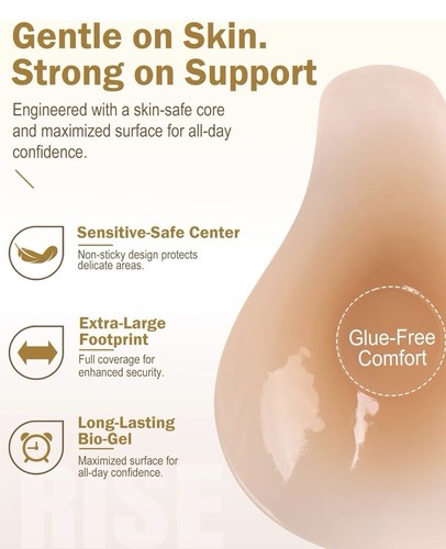 Push Up Sticky Bra, Invisible Adhesive Nipple Covers with Lift Tape (2 Pairs) - Imagen 4 de 8