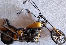 Blech Motorrad Modell Chopper gelb/silber hoher Lenker ca. 27 cm