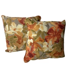 Set of 2 Floral Throw Pillows-Autumn Botanical Cushion Covers Home Decor 15”x15