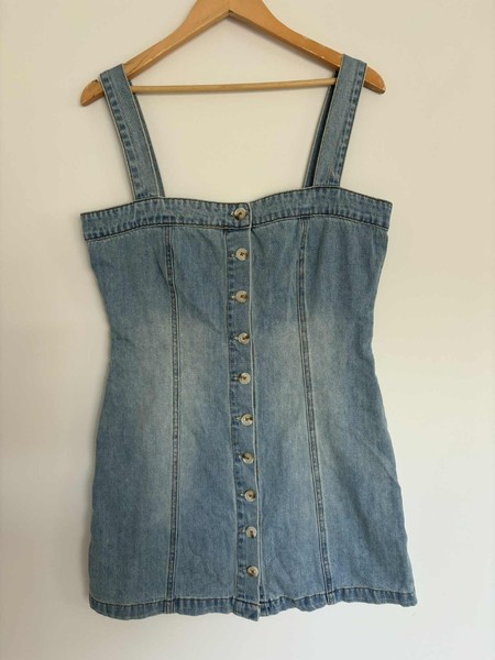 Atmos & Here Size 12 Womens Button Front Casual Denim Dress