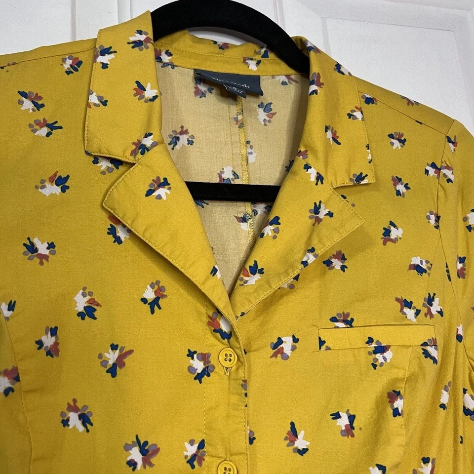 ModCloth Top Yellow Daytime Dynamo Retro Button Up Floral Collared Cottagecore - Image 4 of 4