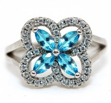 1CT Aquamarine 925 Solid Sterling Silver Ring Sz 8 MB5-5