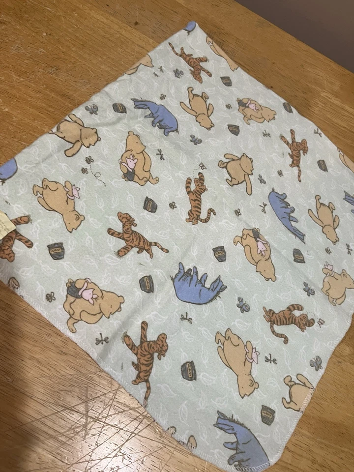 Disney Classic Pooh Baby Green Receiving Blanket Eeyore Tigger Soft Flannel 48” - Image 2 of 4