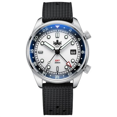 Phoibos Eagle Ray GMT PX023G White 300M Taucheruhr FKM