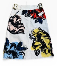 Anthropologie Maeve Rosny Floral Watercolor Twill Skirt Sz 2 A Line Buckle NWT
