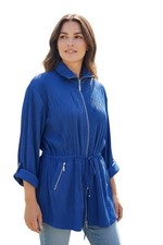 Chico's Royal Blue Zippered Pleated Jacket Size 2 US Size 12/14