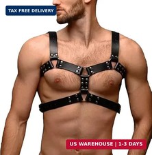 Men's PU Leather Chest Harness - Adjustable Shoulder Belt for Fashion Styling, C