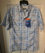 Habit Coastal Villa River Shirt Mens Size S UPF 40 Blue Plaid Vented S/S -NWT