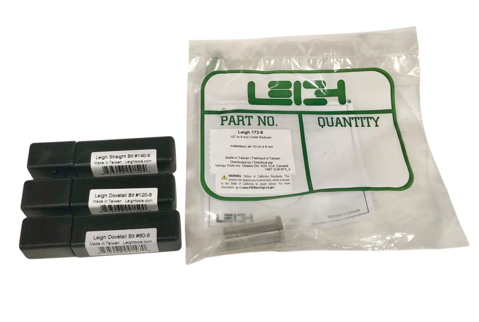 Tres nuevas brocas de enrutador Leigh cola de milano con nuevo reductor de pinza Leigh Foto 2 de 4