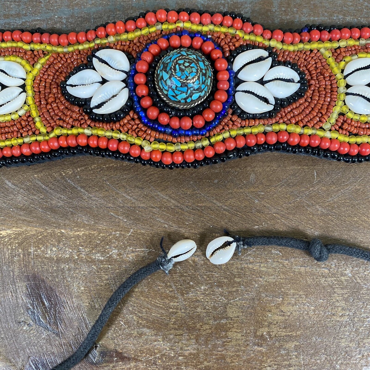 Vintage Handmade Ceremonial African Beaded Belt Turquoise  display picture 1